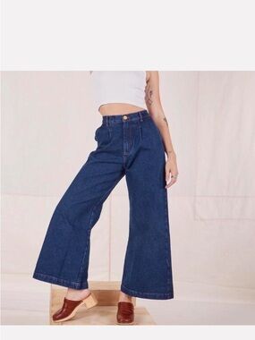 Big Bud Press Wide-Leg High-Rise Jeans in Dark Blue